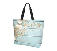 QAZWZML Bolsa de hombro con estampado de estrellas de Shanghái, organizador de compras, adecuado para viajes, gimnasio y viajes., Beach Shell Sea Collection Vintage Boho, Talla única