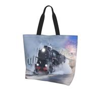 QAZWZML Bolsa de hombro con estampado de margaritas florales de verano, organizador de compras, adecuado para viajes, gimnasio y viajes., Steam Train Depart Sunset, Talla única