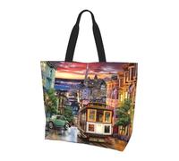 QAZWZML Bolsa de hombro con estampado de mariposa de colibrí, organizador de compras, adecuado para viajes, gimnasio y viajes., San Francisco, Talla única