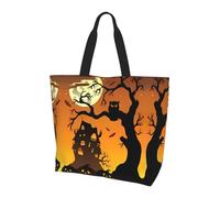 QAZWZML Bolsa de hombro con patrón de frutas y verduras, bolsa organizadora para viajes, viajes de negocios y viajes a la playa, Black Tree Owl Pumpkin Head2, Talla única