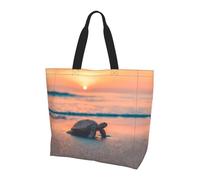 QAZWZML Bolsa de hombro con patrón de husky siberiano, bolsa organizadora para viajes, viajes de negocios y viajes a la playa, Tortuga marina puesta de sol, Talla única