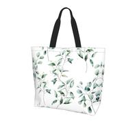 QAZWZML Bolsa de hombro con patrón de ramas verdes naturales, organizador de compras, adecuado para viajes, gimnasio y viajes., Ramita de vegetación natural blanca, Talla única