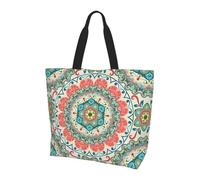 QAZWZML Bolsa de hombro con patrón de ramas verdes naturales, organizador de compras, adecuado para viajes, gimnasio y viajes., Flores de mandala vintage, Talla única