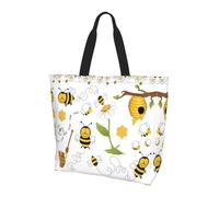 QAZWZML Bolsa de hombro de seda dorada con patrón navideño, bolsa organizadora para viajes, viajes de negocios y viajes a la playa, Flying Bees Daisy Honey, Talla única