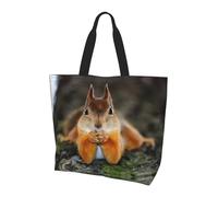 QAZWZML Bolsa de la compra con estampado de helado para mujer, de gran capacidad, esencial para viajes y compras, Ardilla divertida, Talla única