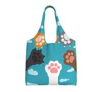 QAZWZML Bolsa de lona estampada con diseño de patas de gato, adecuada para viajes, viajes o compras, fitness y deportes