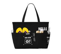 QAZWZML Bolsa de piscina plegable de gran capacidad, bolsa de playa con estampado de robot negro, adecuada para ir de compras, mudanzas y vacaciones