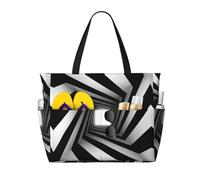 QAZWZML Bolsa de piscina plegable de gran capacidad, color negro y blanco, cuadrada, con estampado en espiral, ideal para ir de compras, mudanzas y vacaciones