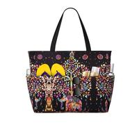 QAZWZML Bolsa de piscina plegable de gran capacidad con diseño de elefante y árbol de la vida, adecuada para ir de compras, mudanzas y vacaciones