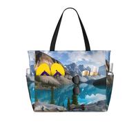 QAZWZML Bolsa de piscina plegable de gran capacidad, con estampado de montañas hermosas, adecuada para ir de compras, mudanzas y vacaciones