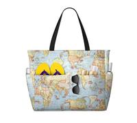 QAZWZML Bolsa de piscina plegable de gran capacidad, con mapa del mundo, ideal para ir de compras, mudanzas y vacaciones