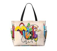 QAZWZML Bolsa de piscina plegable de gran capacidad, estilo musical, bolsa de playa, adecuada para ir de compras, mudanzas y vacaciones