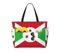 QAZWZML Bolsa de viaje de playa con estampado de bandera de Burundi de gran capacidad, bolsa de piscina plegable con diseño con cremallera, adecuada para piscinas y playas