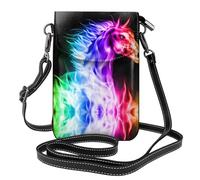 QAZWZML Bolso cruzado con estampado de caballo de fuego, cartera de cuero con solapa, correa de hombro desmontable, adecuada para viajes y camping.