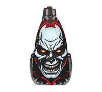 QAZWZML Bolso cruzado de un solo hombro con estampado de fantasma malvado rojo y negro, bolsa de pecho ajustable, diseñada específicamente para viajes y ciclismo