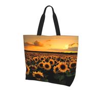 QAZWZML Bolso de hombro con estampado de amanecer rojo, organizador de compras, adecuado para viajes, gimnasio y viajes., Girasol y puesta de sol (1), Talla única