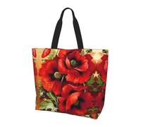 QAZWZML Bolso de la compra con estampado de flores florecientes para mujer, de gran capacidad, esencial para viajes y compras, Hermosa flor de amapola roja, Talla única