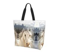 QAZWZML Bolso de la compra con estampado de lunares grandes en blanco y negro para mujer, bolsa de mano y bolsa de hombro, esencial para viajes y compras, Hermoso caballo blanco, Talla única