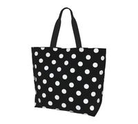 QAZWZML Bolso de la compra con estampado de lunares grandes en blanco y negro para mujer, bolsa de mano y bolsa de hombro, esencial para viajes y compras, Punto grande blanco y negro, Talla única