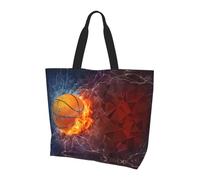 QAZWZML Bolso de la compra con estampado de lunares grandes en blanco y negro para mujer, bolsa de mano y bolsa de hombro, esencial para viajes y compras, Llamas de baloncesto y gotas de agua, Talla