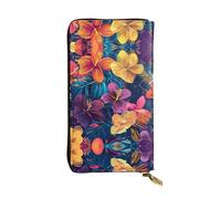 QAZWZML Bolso de mano de cuero estampado Long Among the Flowers con compartimento para dinero en efectivo, bolsillo con cremallera y ranura para tarjetas de crédito