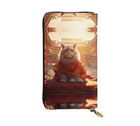 QAZWZML Bolso de mano de cuero estampado Long Forbidden City and Cats con un compartimento para dinero en efectivo, bolsillo con cremallera y ranura para tarjetas de crédito