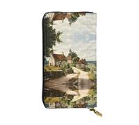 QAZWZML Bolso de mano de cuero estampado Long Romance in the Countryside con compartimento para dinero en efectivo, bolsillo con cremallera y ranura para tarjetas de crédito