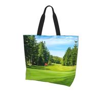 QAZWZML Bolso de mano de gran capacidad con estampado de mapa del mundo abstracto para mujer, bolso de mano y bolso de hombro, esencial para viajes y compras, Césped para campo de golf, Talla única