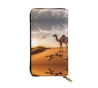 QAZWZML Bolso de mano estampado de camello solitario, cartera larga unisex, bolsa de almacenamiento de monedas adecuada para viajes y uso diario