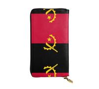 QAZWZML Bolso de mano largo de cuero estampado de la bandera de Angola con un compartimento para dinero en efectivo, bolsillo con cremallera y ranura para tarjetas de crédito
