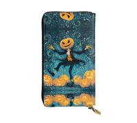 QAZWZML Bolso de mano largo de piel con estampado de calabaza feliz con un compartimento para dinero en efectivo, bolsillo con cremallera y ranura para tarjetas de crédito