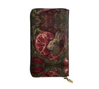 QAZWZML Bolso de mano largo de piel con estampado de granada animal con un compartimento para efectivo, bolsillo con cremallera y ranura para tarjetas de crédito
