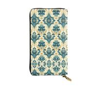 QAZWZML Bolso largo de cuero estampado de flores de Hércules con un compartimento para dinero en efectivo, bolsillo con cremallera y ranura para tarjetas de crédito