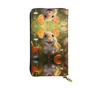 QAZWZML Bolso largo de piel con estampado de ratón feliz con un compartimento para efectivo, bolsillo con cremallera y ranura para tarjetas de crédito