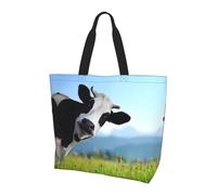 QAZWZML Bonita bolsa de hombro con estampado de vaca, organizador de compras, adecuado para viajes, gimnasio y viajes., Linda vaca., Talla única