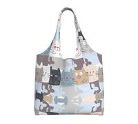 QAZWZML Bonita bolsa de lona con un solo hombro con estampado de gato, adecuada para viajes, viajes o compras, fitness y bolsa de ocio deportiva