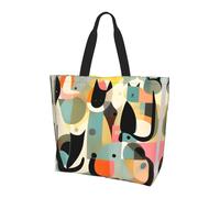 QAZWZML Bonita bolsa de mano con estampado de mariposas, bolsa organizadora de hombro, adecuada para viajes, yoga y compras., Gato de arte moderno de mediados de siglo, Talla única