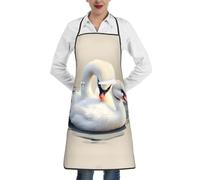 QAZWZML Bonito delantal estampado de cisne, delantal ajustable con bolsillos, adecuado para cocinar, jardinería y uso en la cocina.