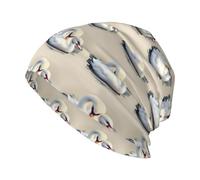 QAZWZML Bonito gorro de punto con estampado de cisne, cálido y sin alas, adecuado para el hogar, uso diario, viajes y esquí. Negro