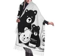 QAZWZML Bonito pañuelo largo estampado de oso de botella de leche, chal con flecos, adecuado para el uso diario o actividades al aire libre en primavera, otoño e invierno.