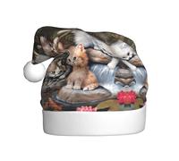 QAZWZML Bonito sombrero de Navidad con estampado de gato pequeño, sombrero decorativo de tamaño adulto, adecuado para fiestas de Navidad, accesorios de ropa