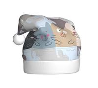 QAZWZML Bonito sombrero de Navidad con estampado de gato, sombrero decorativo de tamaño adulto, adecuado para fiestas de Navidad, accesorios de ropa