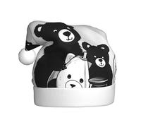 QAZWZML Bonito sombrero de Navidad estampado de oso de botella de leche, sombrero decorativo de tamaño adulto, adecuado para fiestas de Navidad, accesorios de ropa