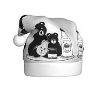 QAZWZML Bonitos sombreros decorativos de Navidad impresos con diseño de oso de botella de leche, sombreros de Navidad para adultos, suministros de fiesta de vacaciones para hombres y mujeres