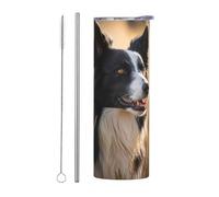 QAZWZML Border Collie - Taza de viaje de acero inoxidable con un cuerpo recto impreso adecuado tanto para bebidas frías como calientes