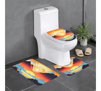 QAZWZML Bright Sunrise - Juego de 3 alfombras de baño estampadas, incluye una funda para asiento de inodoro en forma de U, una alfombrilla de piso y una funda de asiento con junta tórica