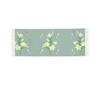 QAZWZML Bufanda con borlas estampadas de lirios blancos de dibujos animados, chal para mujer, cálido y se puede combinar con abrigos, abrigos y trajes.