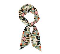 QAZWZML Bufandas de seda para mujer con diseño de gato moderno de mediados de siglo, se pueden utilizar como accesorios de bolso, pulseras o corbatas.