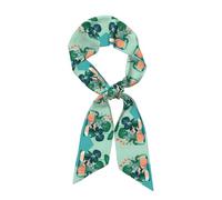 QAZWZML Bufandas de seda para mujer, elegantes bufandas de seda con estampado de plantas verdes de dibujos animados, se pueden utilizar como accesorios de bolso, pulseras o corbatas.