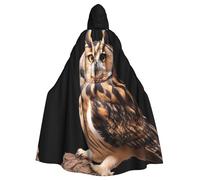 QAZWZML Búho en una rama. Esta capa larga con capucha estampada es cálida y adecuada para fiestas de vacaciones, fiestas de disfraces o reuniones.